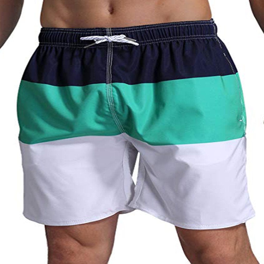 LELINTA Mens Swim Trunks Beach Board Quick Dry Shorts Colorblock Swimwear