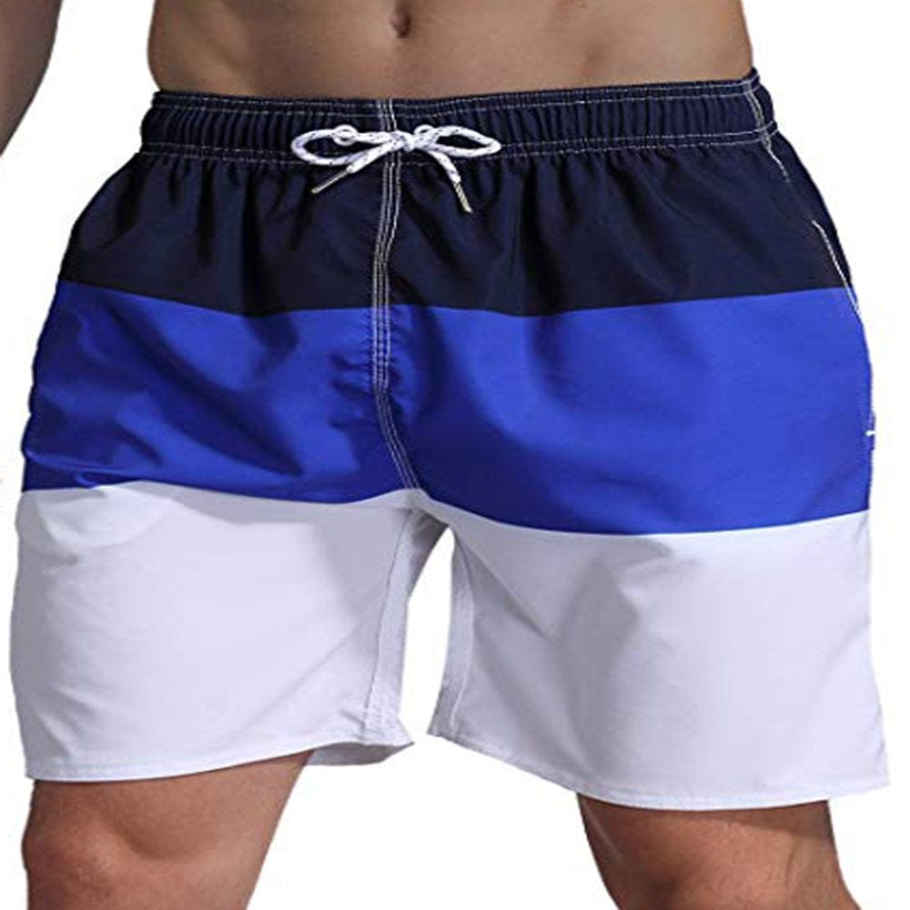LELINTA Mens Swim Trunks Beach Board Quick Dry Shorts Colorblock Swimwear