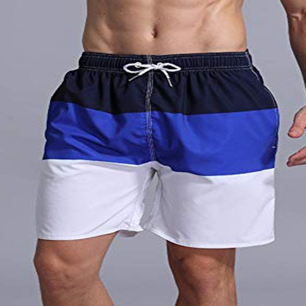 LELINTA Mens Swim Trunks Beach Board Shorts with Cargo Pockets,Blue/ Blue Color, up to Size 4XL