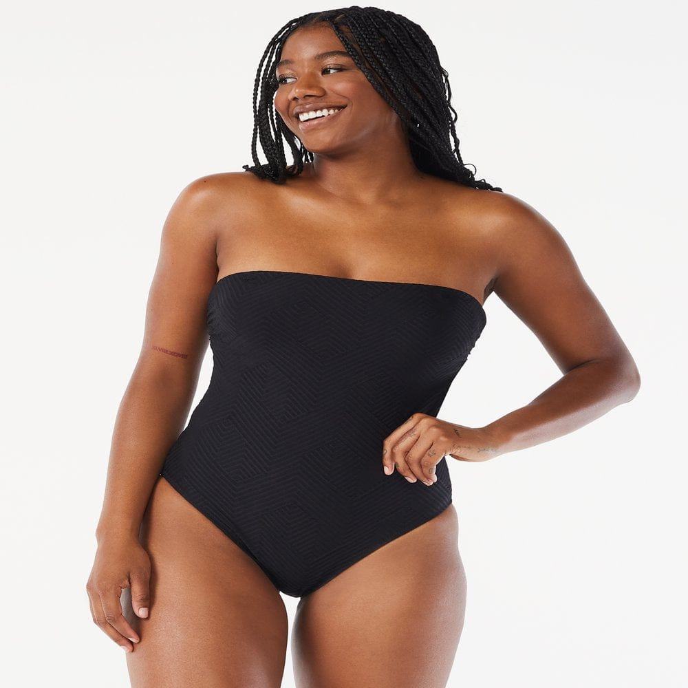 Love & Sports Women'S Textured Strapless One-Piece Swimsuit