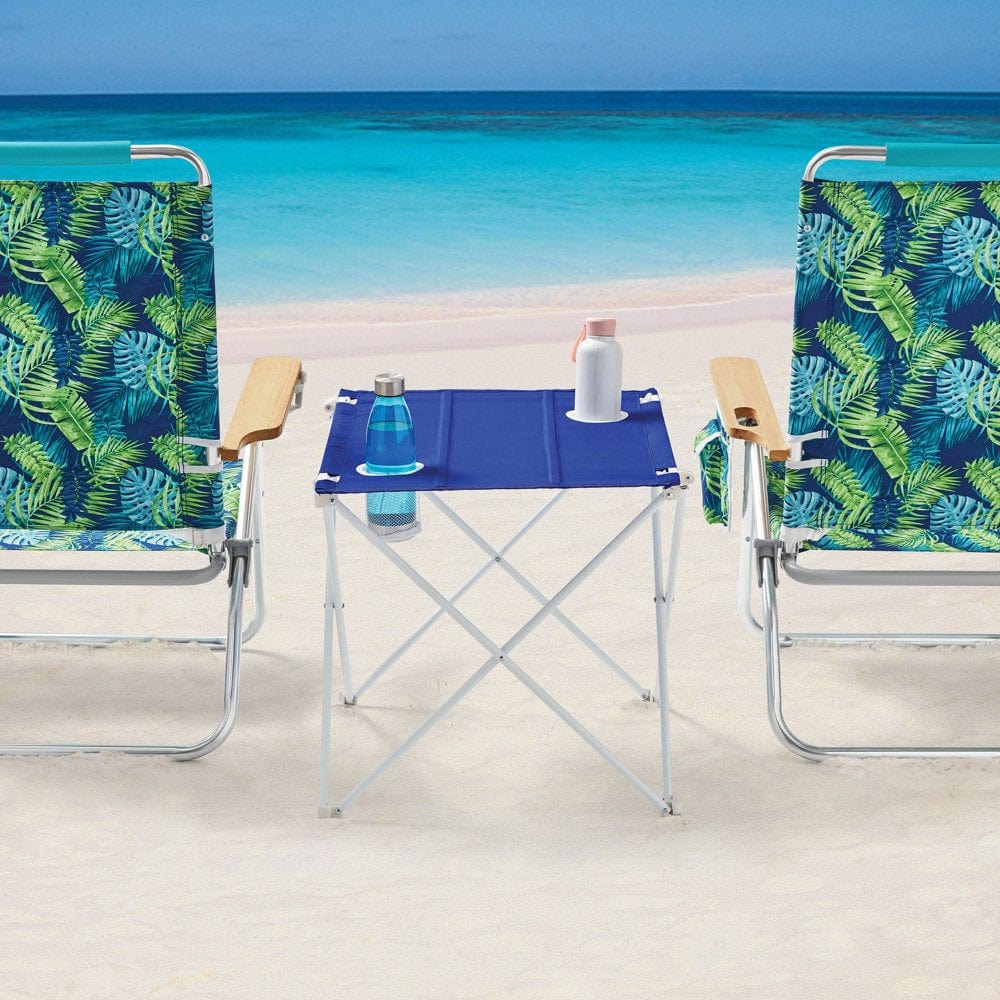Mainstays Beach Table, Blue and White