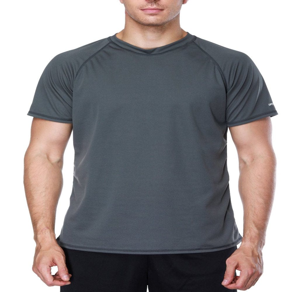 Men'S Quick Dry Short Sleeve Rash Guard Swimwear UPF 50+ Sport Shirt Swim Tops