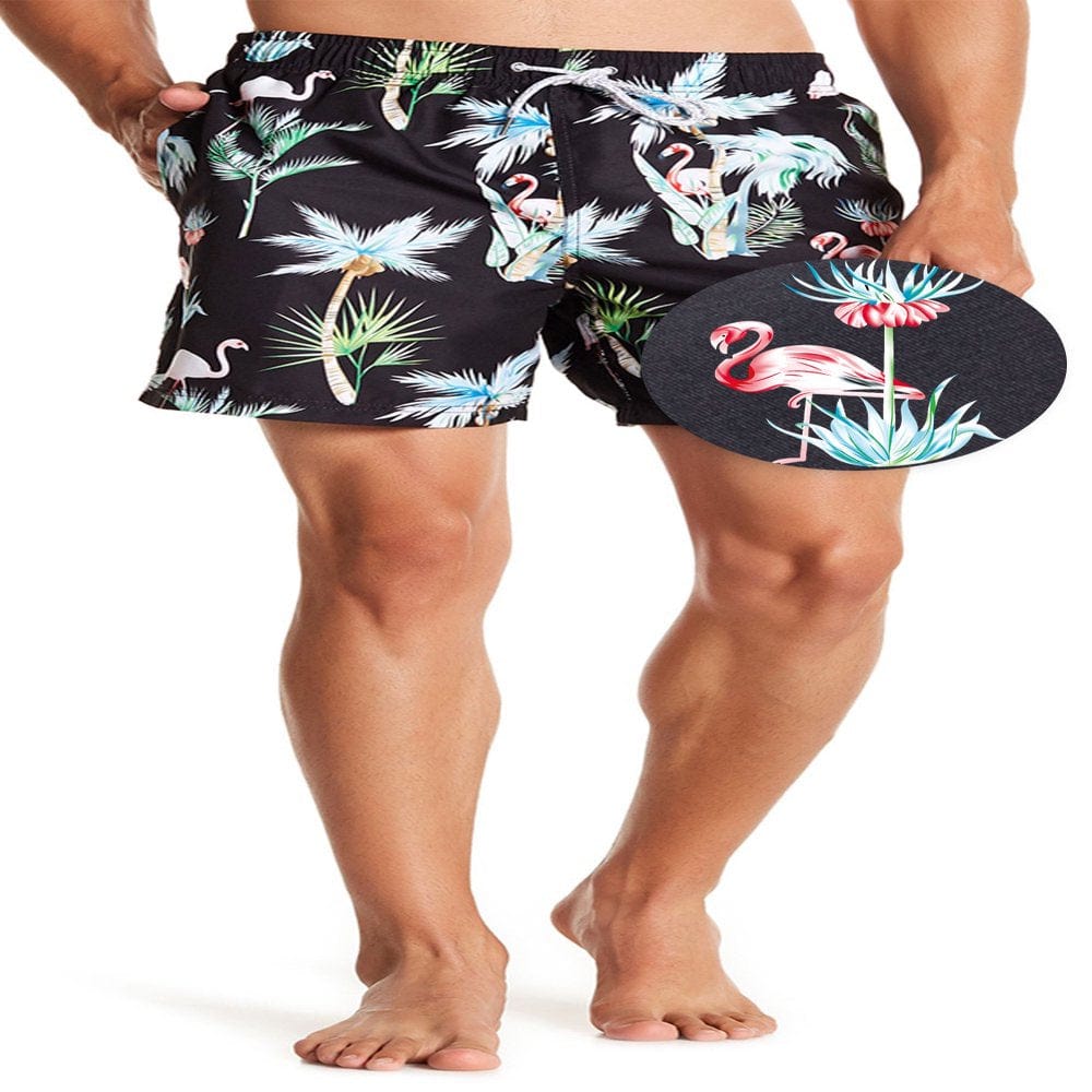 Mens Elastic Waist Swim Trunk Stretch Boardshorts, up to Size 2XL