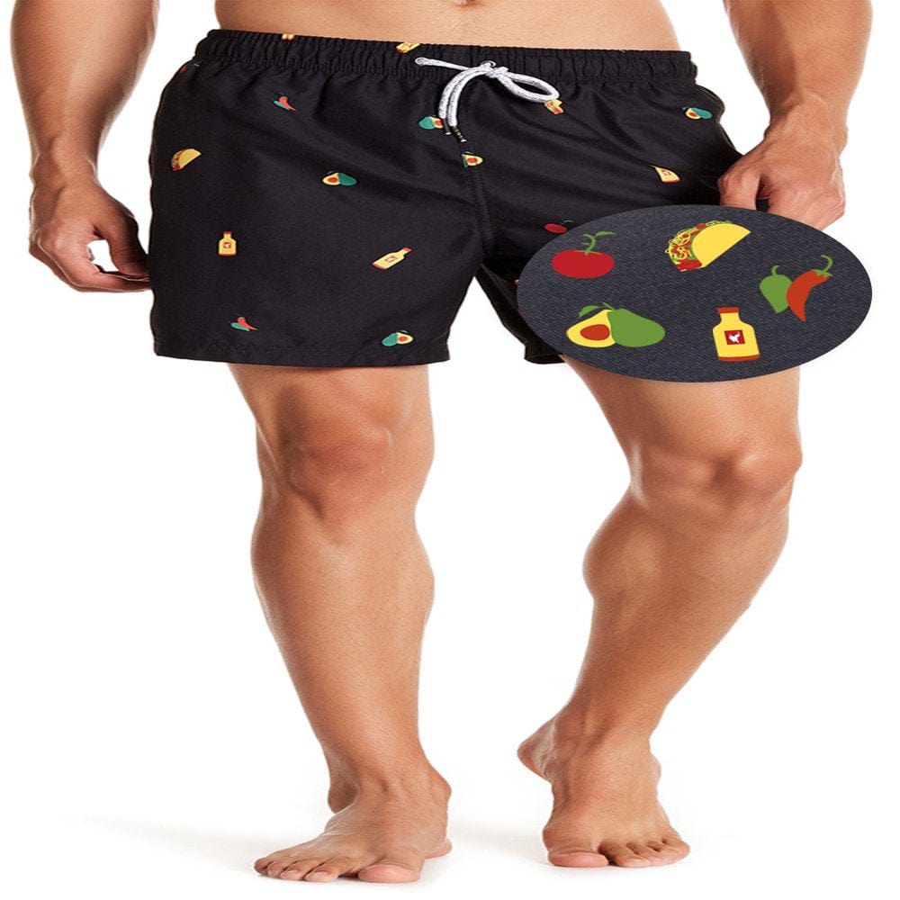 Mens Elastic Waist Swim Trunk Stretch Boardshorts, up to Size 2XL