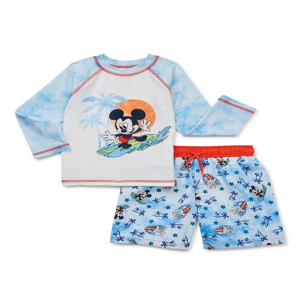 Mickey Mouse Toddler Boy Rash Guard Swim Set, 2-Piece, Sizes 12M-5T