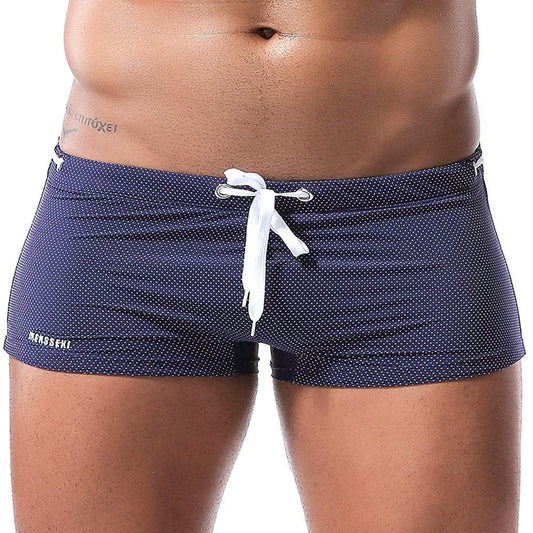 MIZOK Mens Boxer Briefs Swimming Trunks Swimsuit Low Rise Drawstring Royal Blue