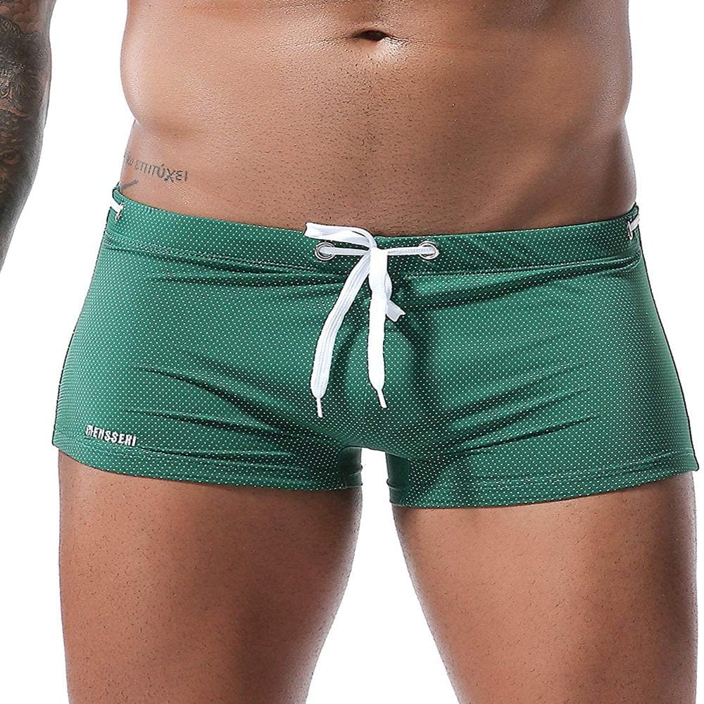 MIZOK Mens Boxer Briefs Swimming Trunks Swimsuit Low Rise Drawstring Royal Blue