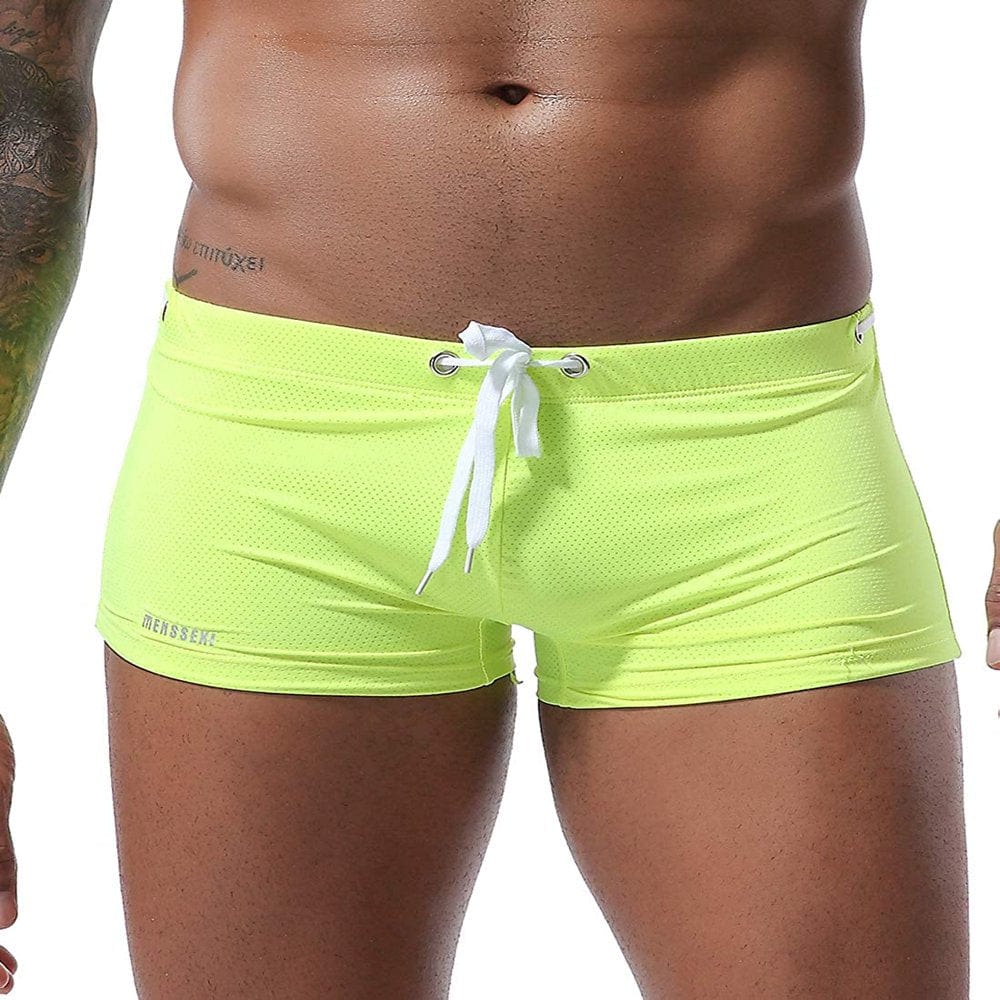 MIZOK Mens Boxer Briefs Swimming Trunks Swimsuit Low Rise Drawstring Royal Blue