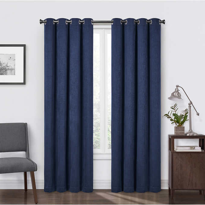 SUN+BLK Buckingham Chenille Total Blackout Curtain Panel Pair