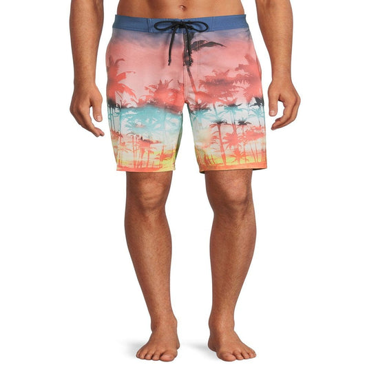 No Boundaries Men'S and Big Men'S 9'' Fixed Waist Swim Trunks, Sizes up to 5XL