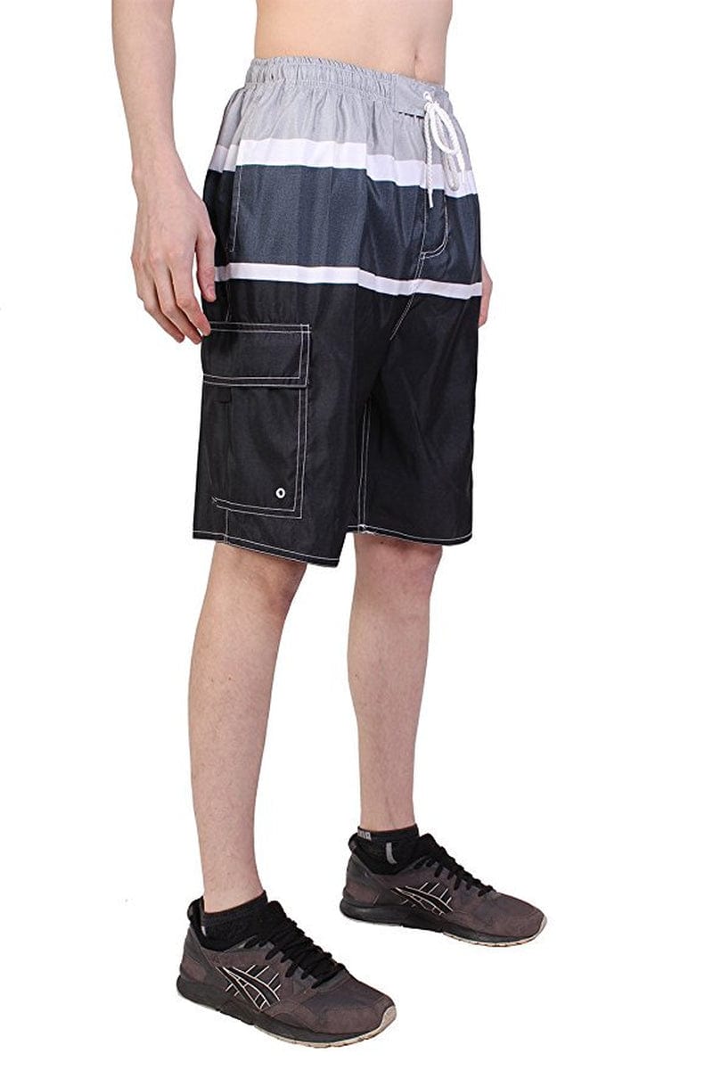 North 15 Men'S Swim Trunks with Cargo Pokcets-5110-Blk-Grey-2Xl