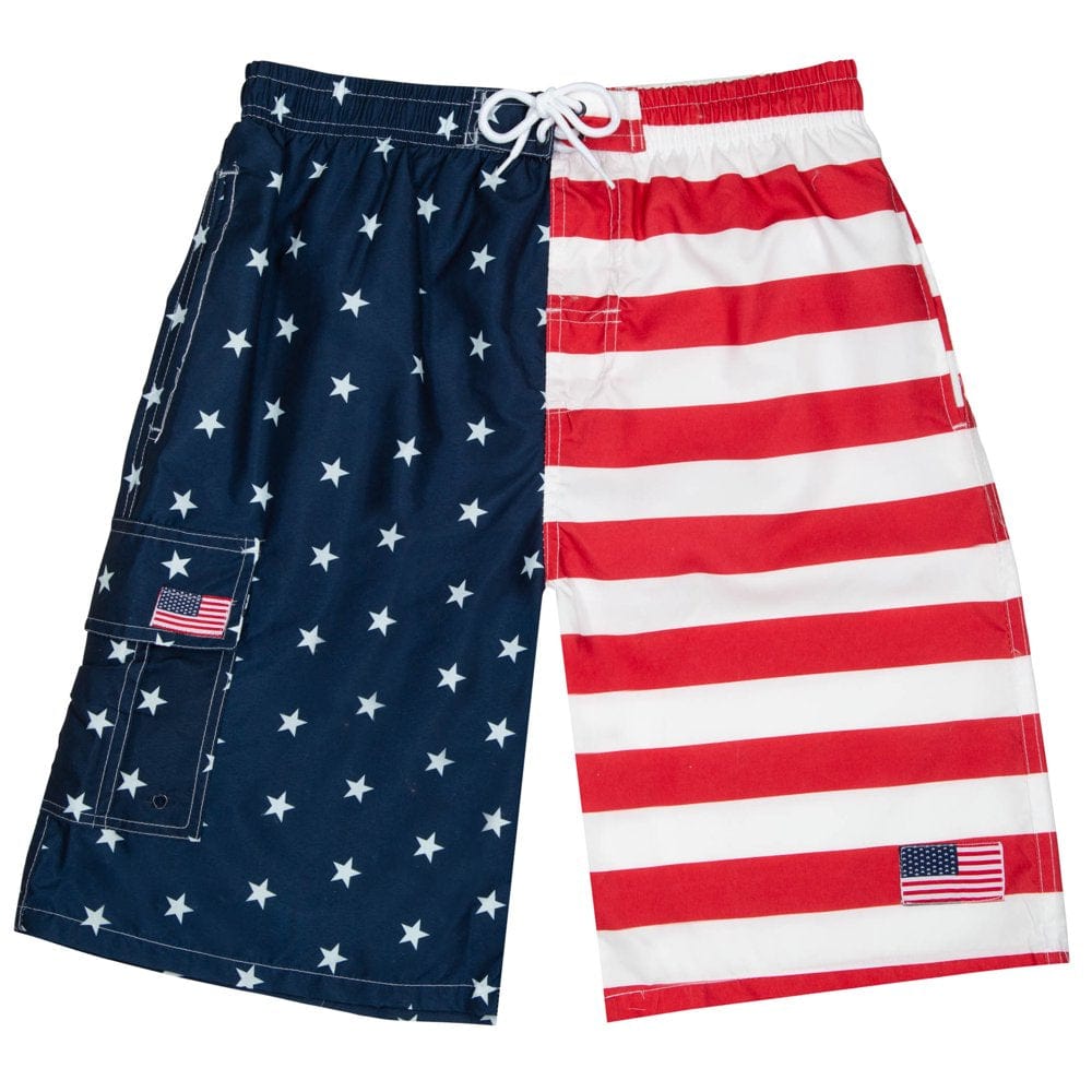 North 15 Men'S USA American Flag Quick Dry Swim Trunk Boardshorts with Cargo Pocket-7110-8-3Xl