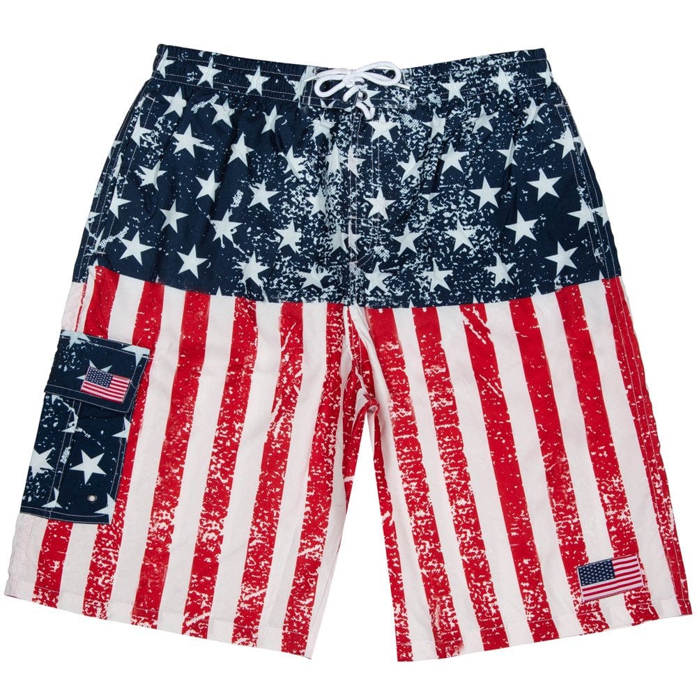 North 15 Men'S USA American Flag Quick Dry Swim Trunk Boardshorts with Cargo Pocket-7110-8-3Xl