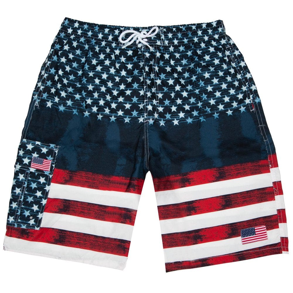 North 15 Men'S USA American Flag Quick Dry Swim Trunk Boardshorts with Cargo Pocket-7110-8-3Xl