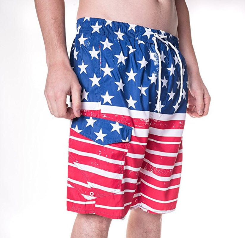 North 15 Men'S USA American Flag Quick Dry Swim Trunk Boardshorts with Cargo Pocket-7110-8-3Xl