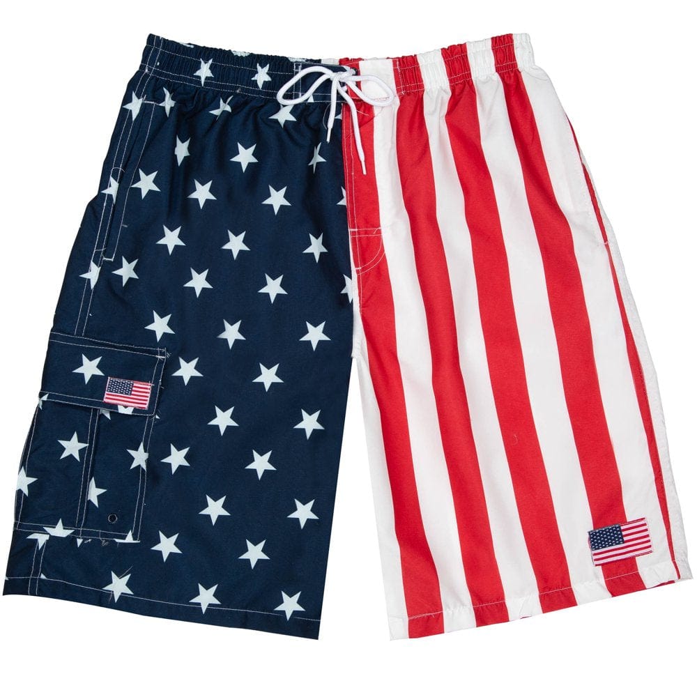 North 15 Men'S USA American Flag Quick Dry Swim Trunk Boardshorts with Cargo Pocket-7110-8-3Xl