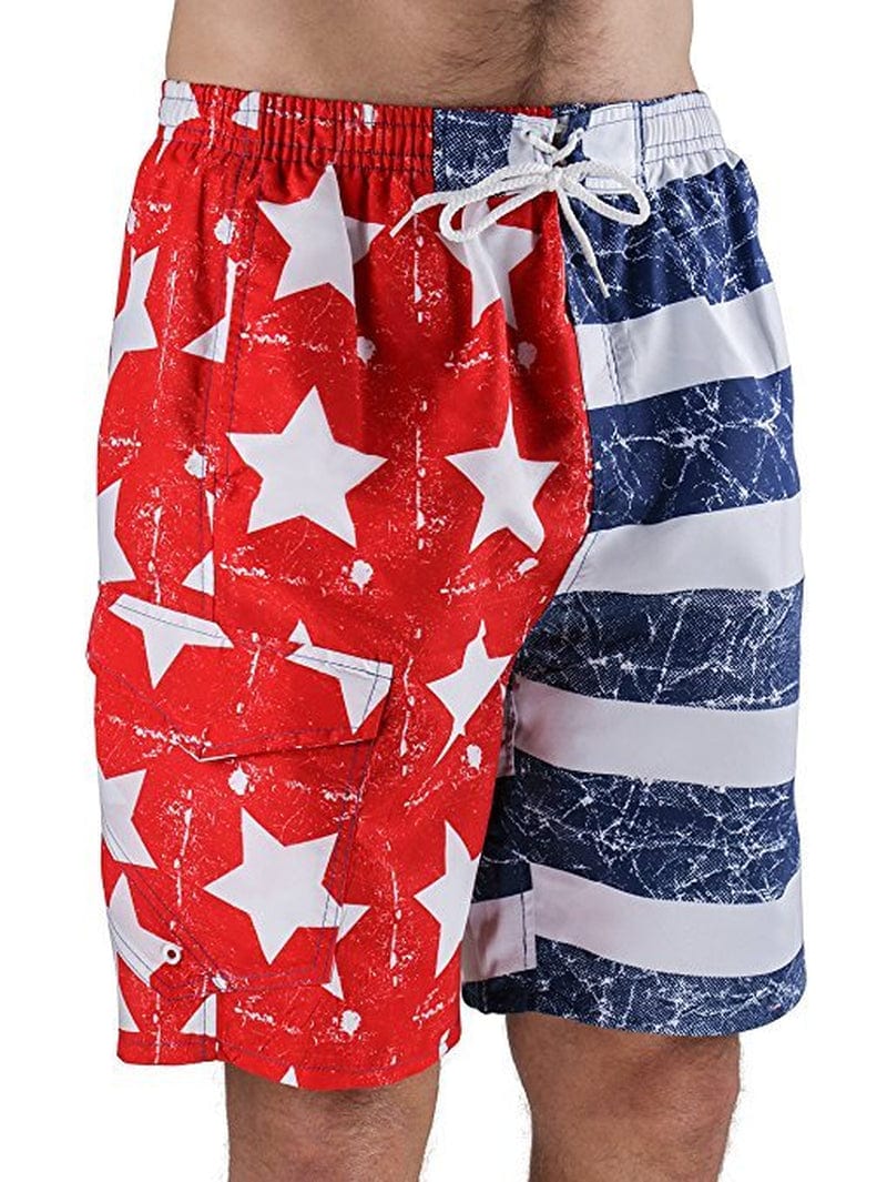 North 15 Men'S USA American Flag Quick Dry Swim Trunk Boardshorts with Cargo Pocket-7110-8-3Xl