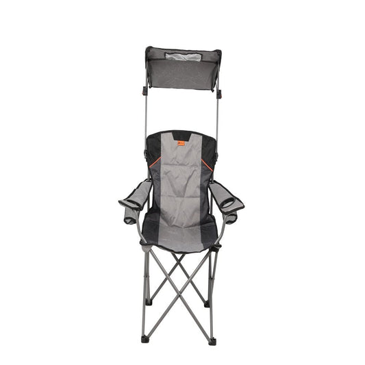 Ozark Trail Camping Chair with Shade, Black and Gray, Adult
