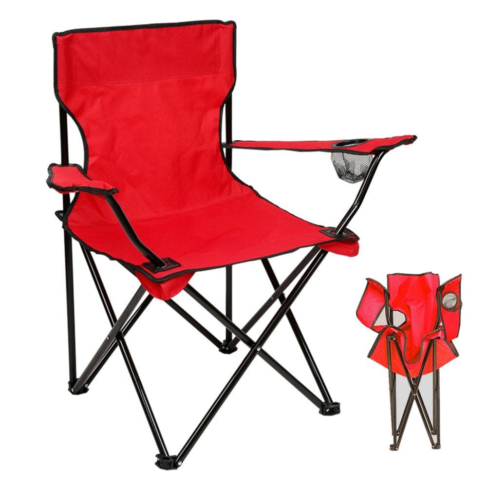 Patio Camping Chair Adjustable Reclining Lounge Storage Folding Lawn Chair for Adults with Cup Holder - Blue