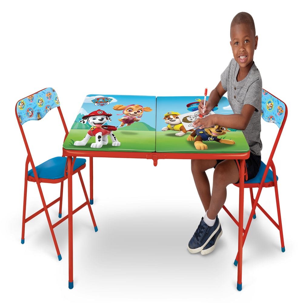 Paw Patrol Children'S Large Folding Table with Washable Surface Comes with 2 Chairs