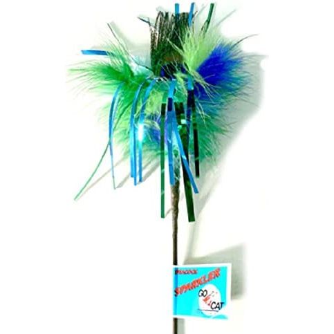 Go Cat Long Peacock Sparkler: 36" Cat Toy Teaser Wand