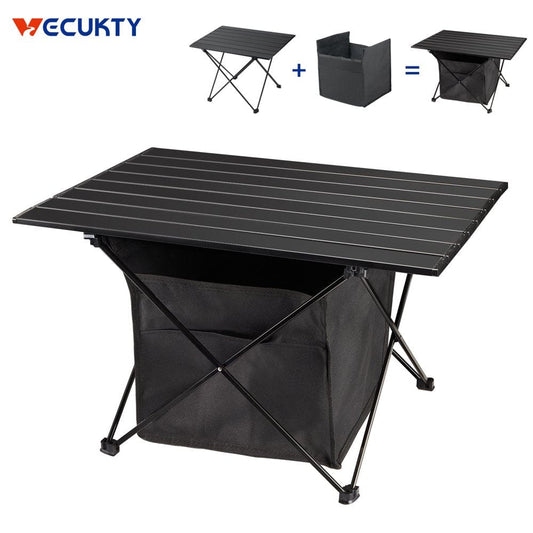 Portable Camping Side Table with Storage Bag, Ultralight Aluminum Folding Beach Table with Carry Bag for Outdoor Cooking, Picnic, Camp, Boat, Travel，L