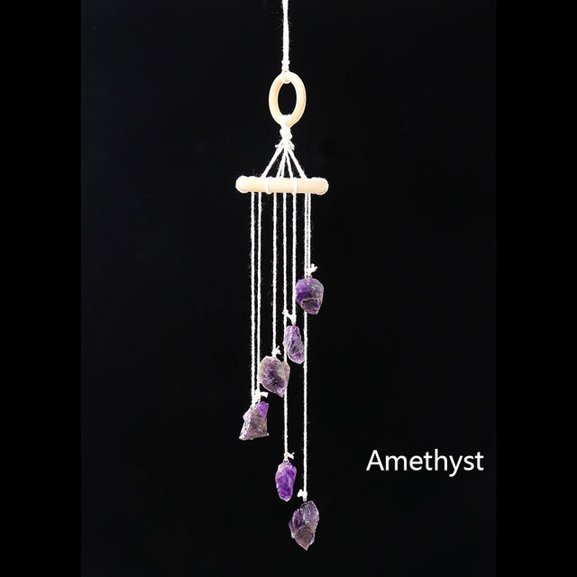 Natural Crystal Raw Stone Quartz Pendant Wind Chime
