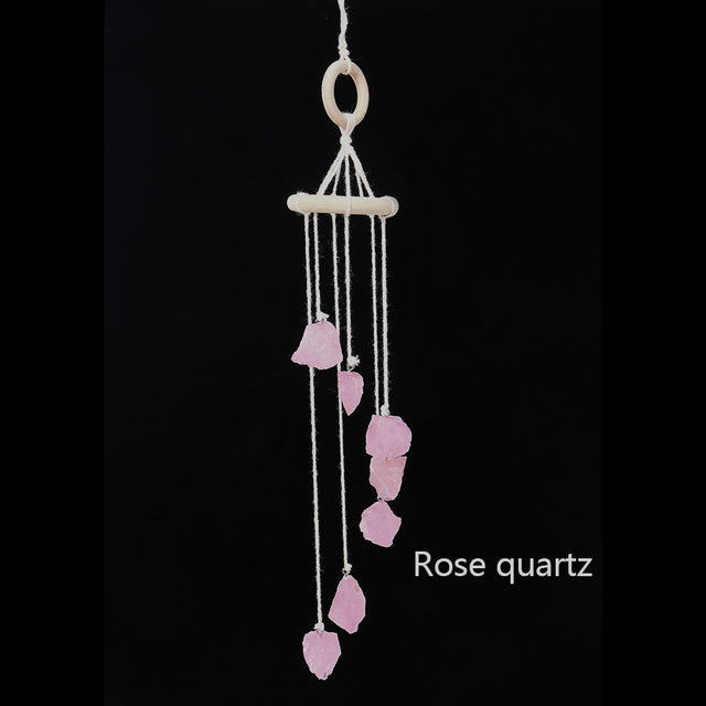 Natural Crystal Raw Stone Quartz Pendant Wind Chime