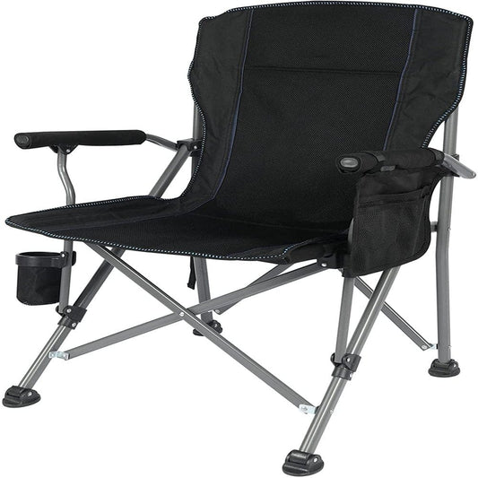REDCAMP Oversized Folding Camping Chair for Adults Heavy Duty, Sturdy Steel Frame Outdoor Camp Chairs Portable Lawn Chair with High Back and Cup Holder,Black