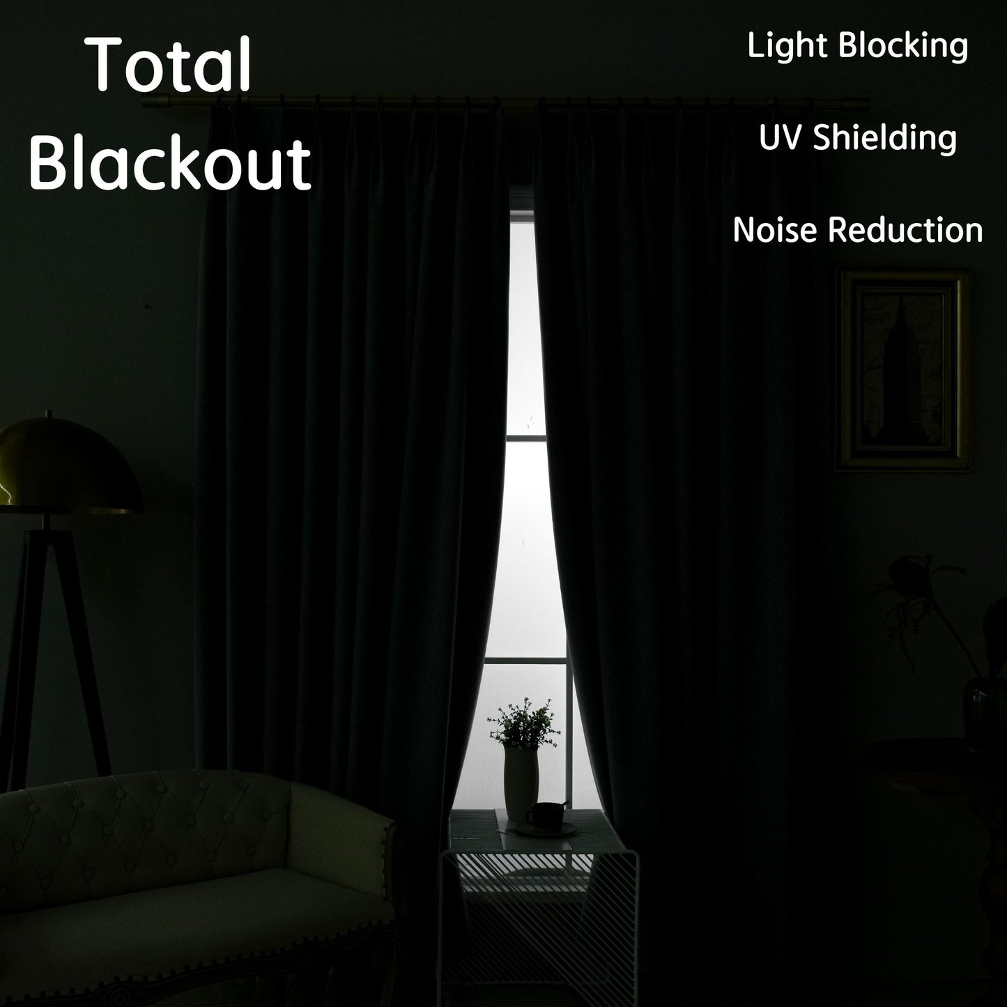 100% Total Blackout Curtain Premium linen Cream White Textured, Customize Size/Head, 1 Panel