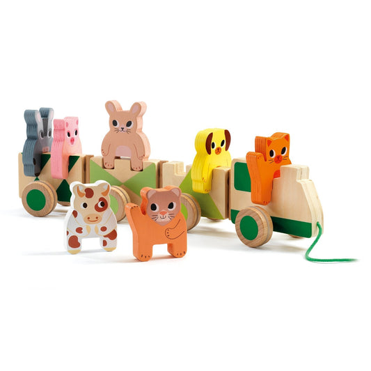 Wooden Pull-Along Activity Toy - Trainimo Farm