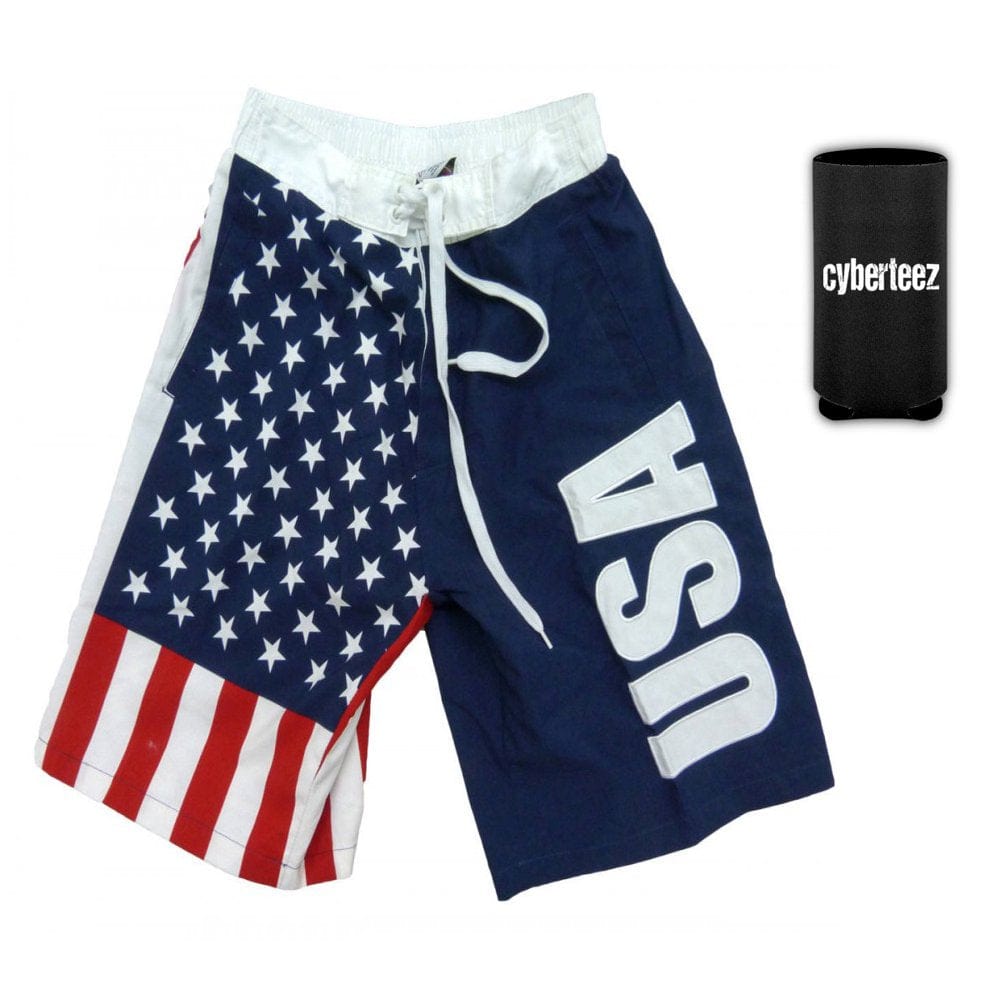 USA American Flag Men'S Patriotic Board Shorts Swim Trunks + Coolie S-3XL (XL)