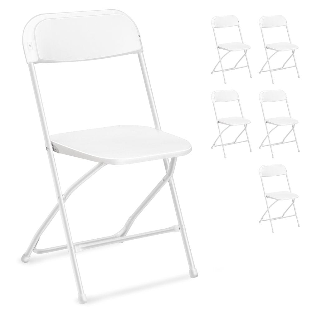 VINGLI 10 Pack White Plastic Folding Chair, Indoor Outdoor Stackable Seat