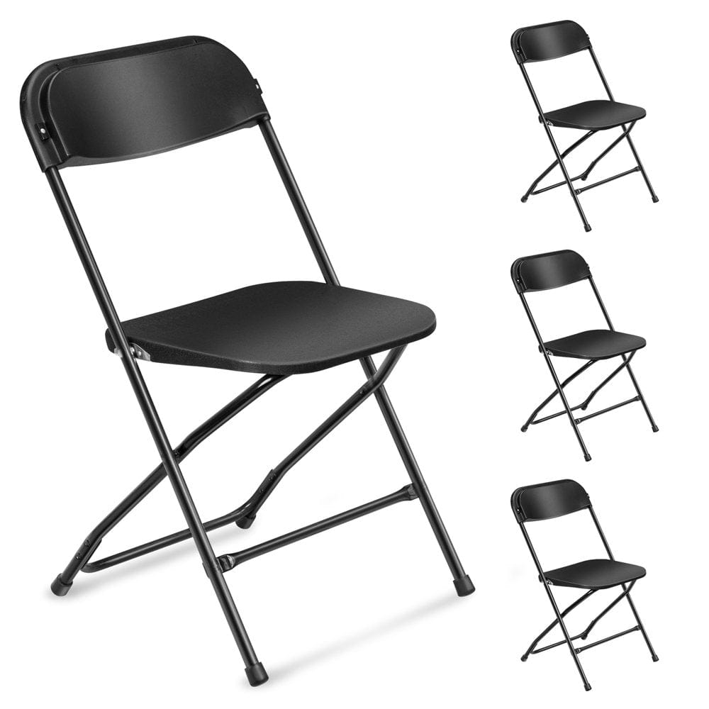 VINGLI 10 Pack White Plastic Folding Chair, Indoor Outdoor Stackable Seat