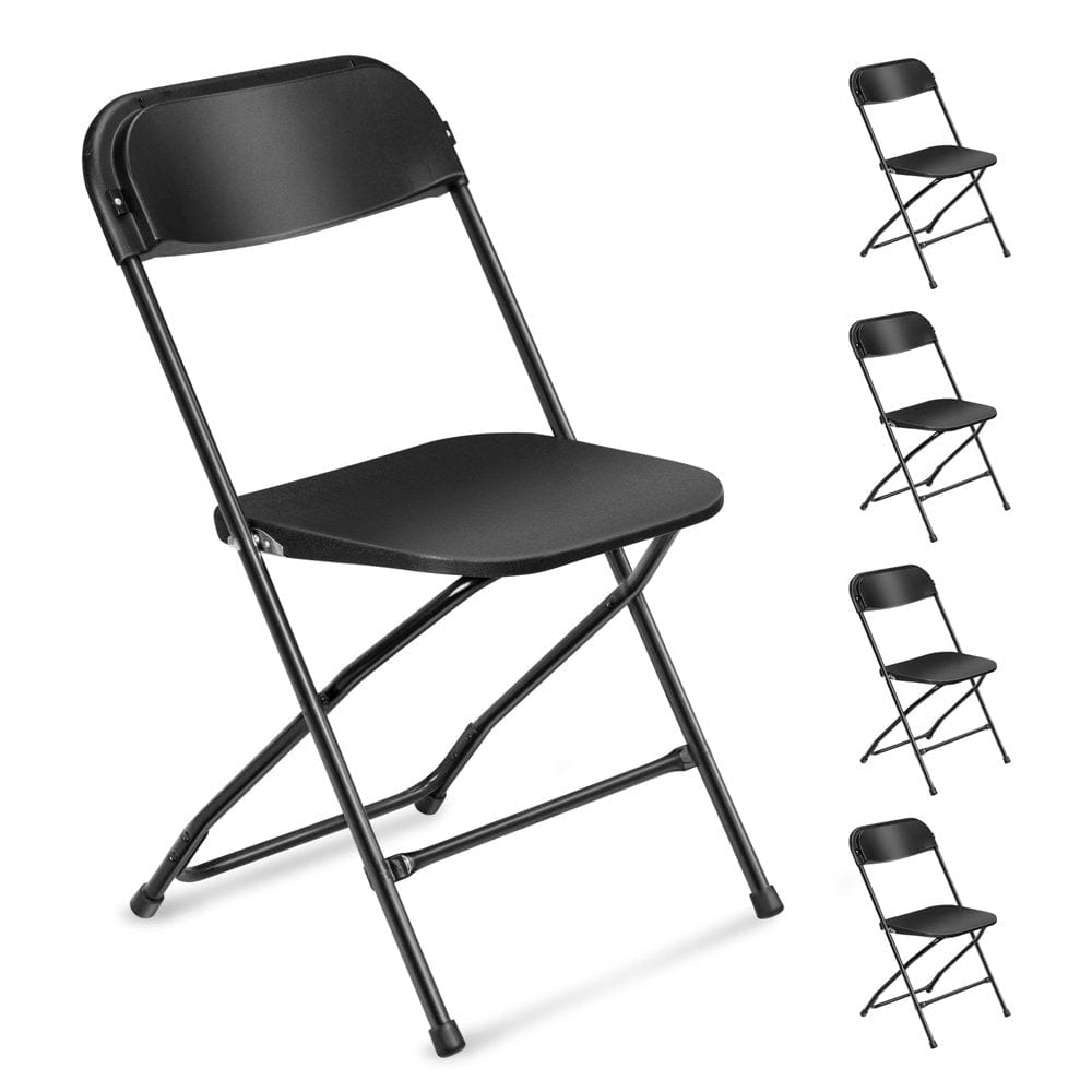 VINGLI 10 Pack White Plastic Folding Chair, Indoor Outdoor Stackable Seat