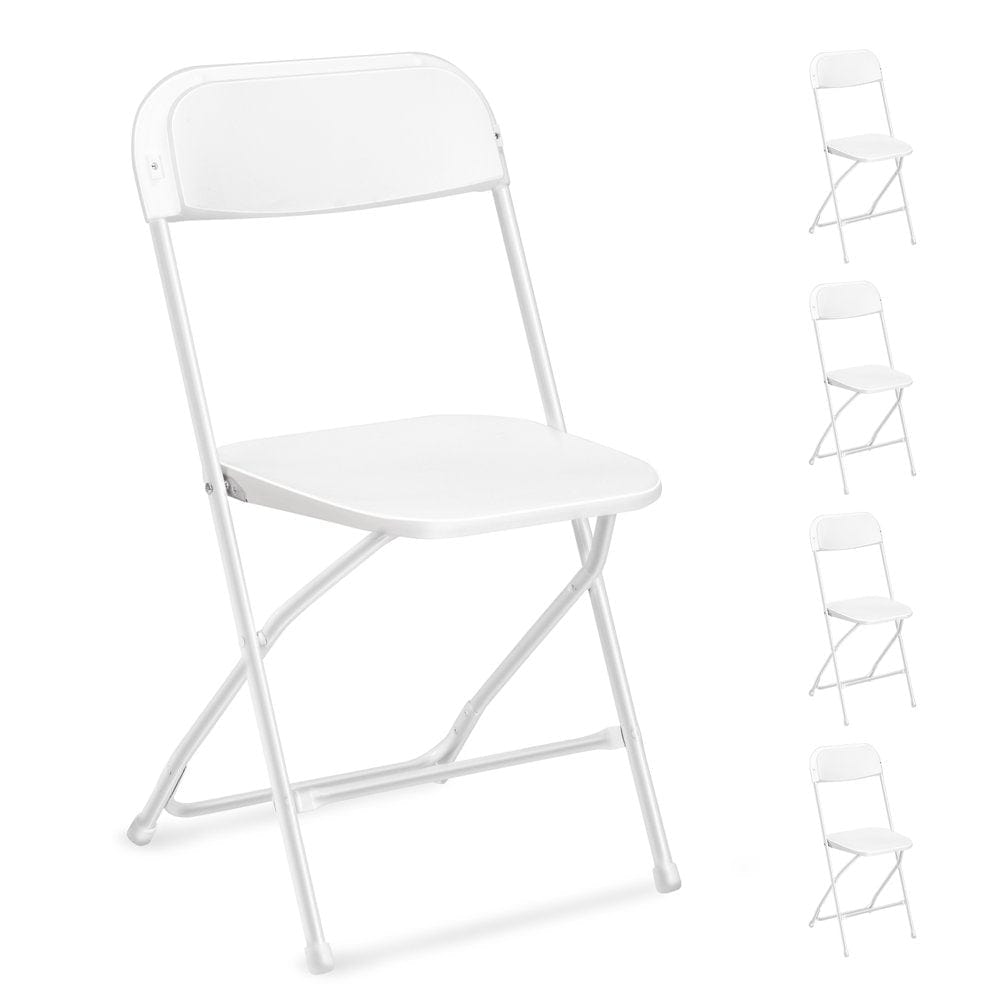 VINGLI 10 Pack White Plastic Folding Chair, Indoor Outdoor Stackable Seat