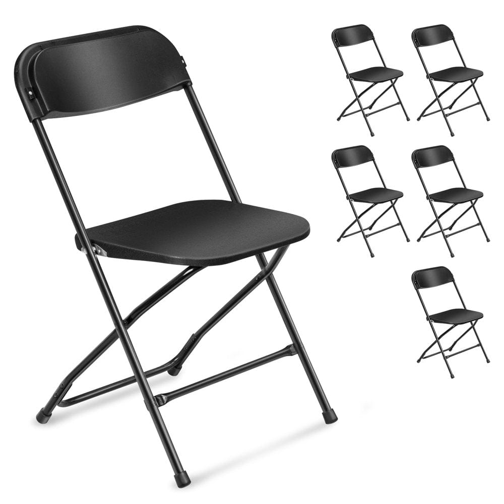 VINGLI 10 Pack White Plastic Folding Chair, Indoor Outdoor Stackable Seat