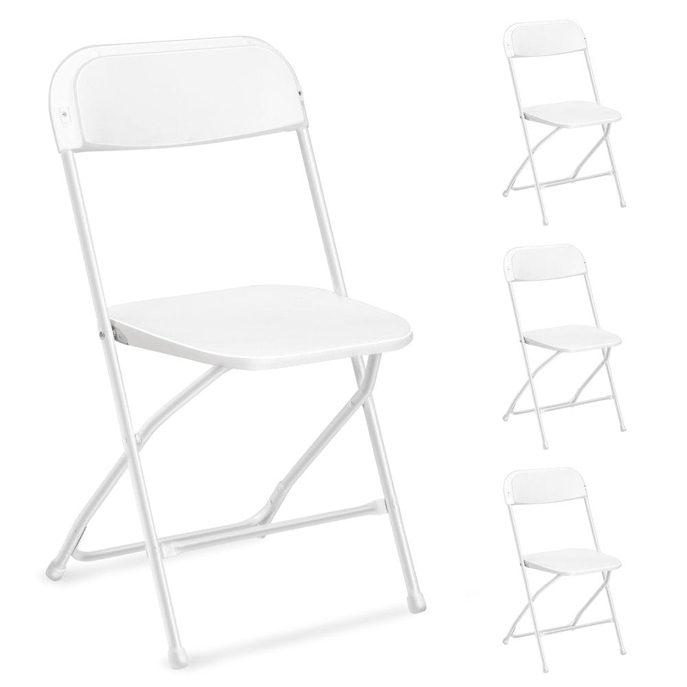 VINGLI 10 Pack White Plastic Folding Chair, Indoor Outdoor Stackable Seat