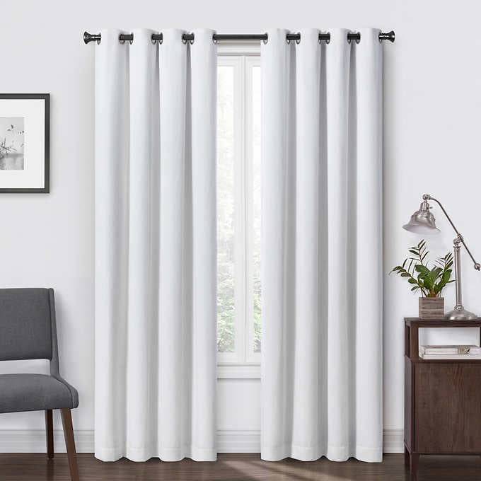 SUN+BLK Buckingham Chenille Total Blackout Curtain Panel Pair