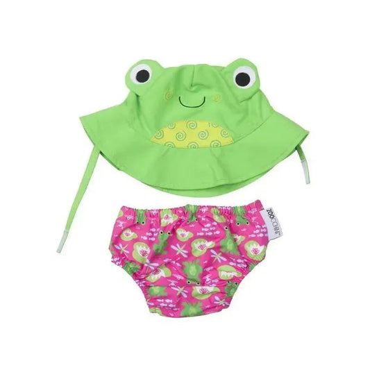 Zoocchini Baby Swim Diaper & Sun Hat Set Frog