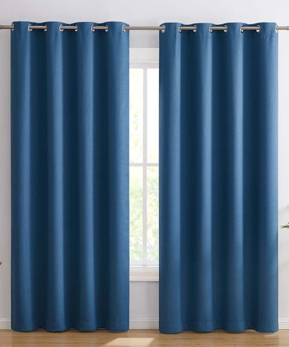 HLC.ME Teal Blue Cooper Thermal Blackout Curtain Panel - Set of Two